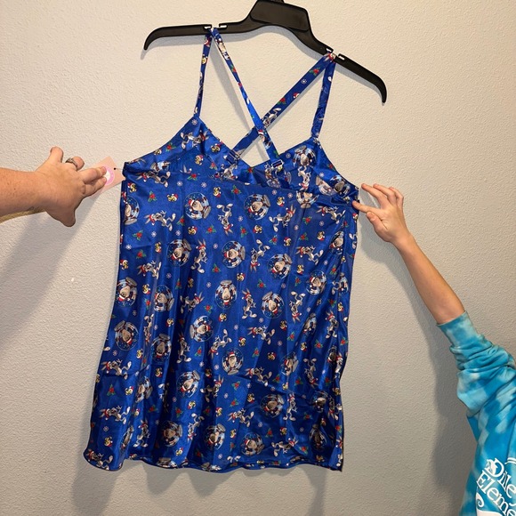 Looney Tunes Classic Collection Blue Holiday Sleep Dress Women's Size L - Picture 4 of 7